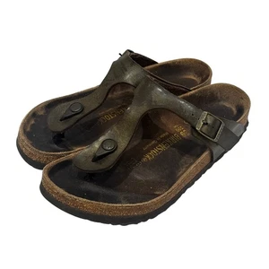 Birkenstock Zehenstegsandalen Gizeh Metallic Bronze Leder verstellbare Schnalle Gr. 39 - Bild 1 von 9