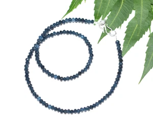 Collana A Striscia Di Pietra Blu Zaffiro Tinto In Argento Sterling 925 Di 50" - Foto 1 di 20