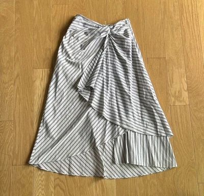 NWOT A.L.C. White Black Striped Midi Skirt 100% Cotton Side Zip Size 4 - Image 1 of 4