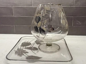 Silber City Glas Sterling Überfang Flandern Vase & Unterteller Brandy Form Set 2 - Bild 1 von 12