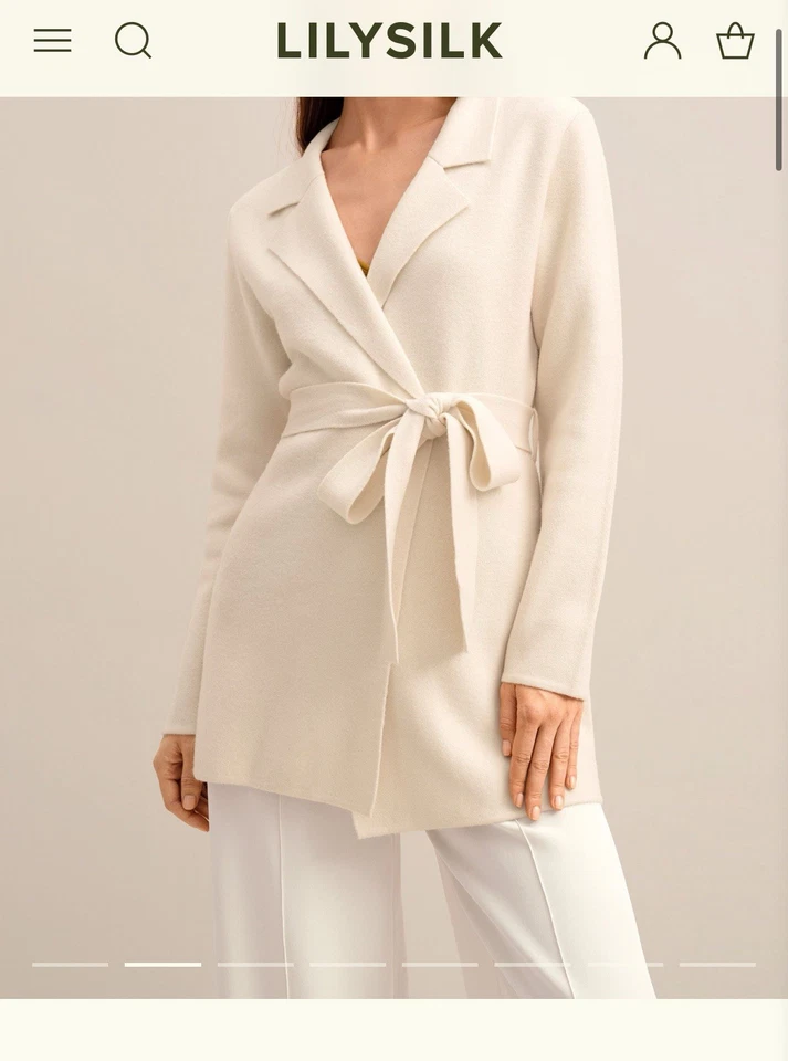 Abrigo suéter de lana lirio seda cachemir para mujer talla pequeña Foto 1 de 4