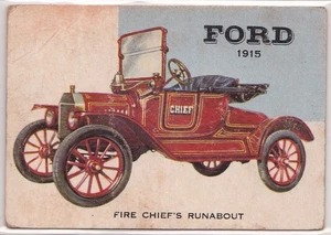 Vintage 1915 Ford Fire Chief's Runabout #90 Topps World on Wheels Trading Card - Bild 1 von 2
