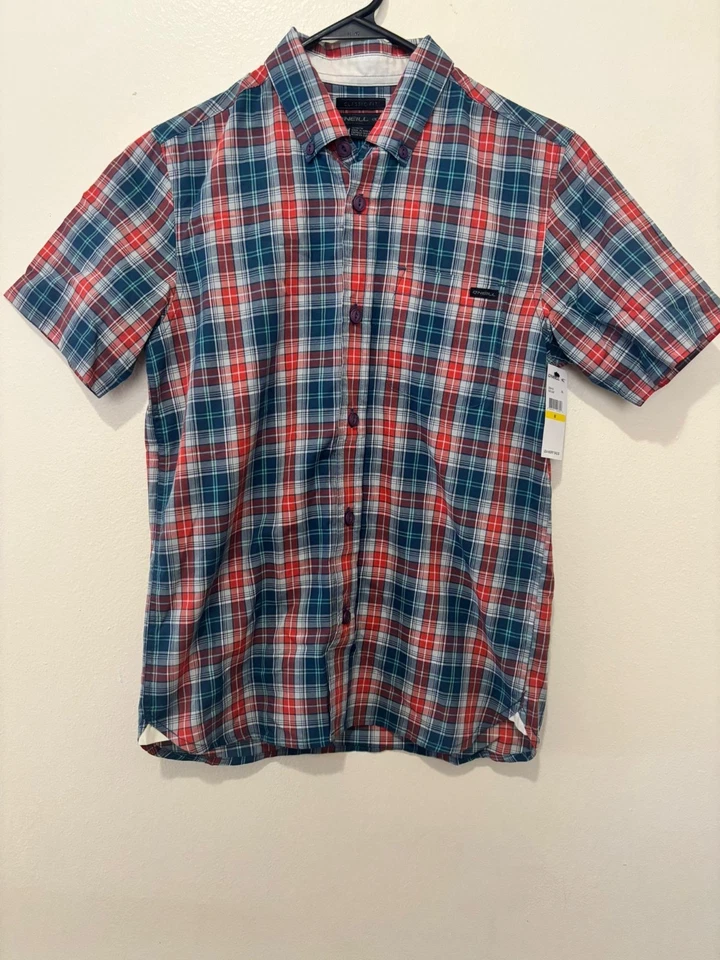Nueva Camisa O'neill Chit Cha Niños Jóvenes Abotonada LS Informal Surf Patín Cuadros Roja M Foto 1 de 2
