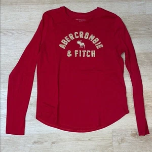 Abercrombie Kids ABERCROMBIE & FITCH gold sparkly logo 3D embroidered top 15/16 - Picture 1 of 5