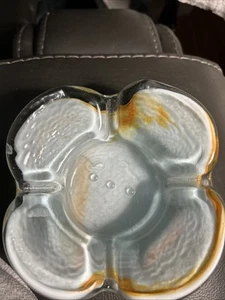 Vtg Hand Blown Tulip Shape Art Glass Ashtray /Candy Dish Orange Swirl - Picture 1 of 4