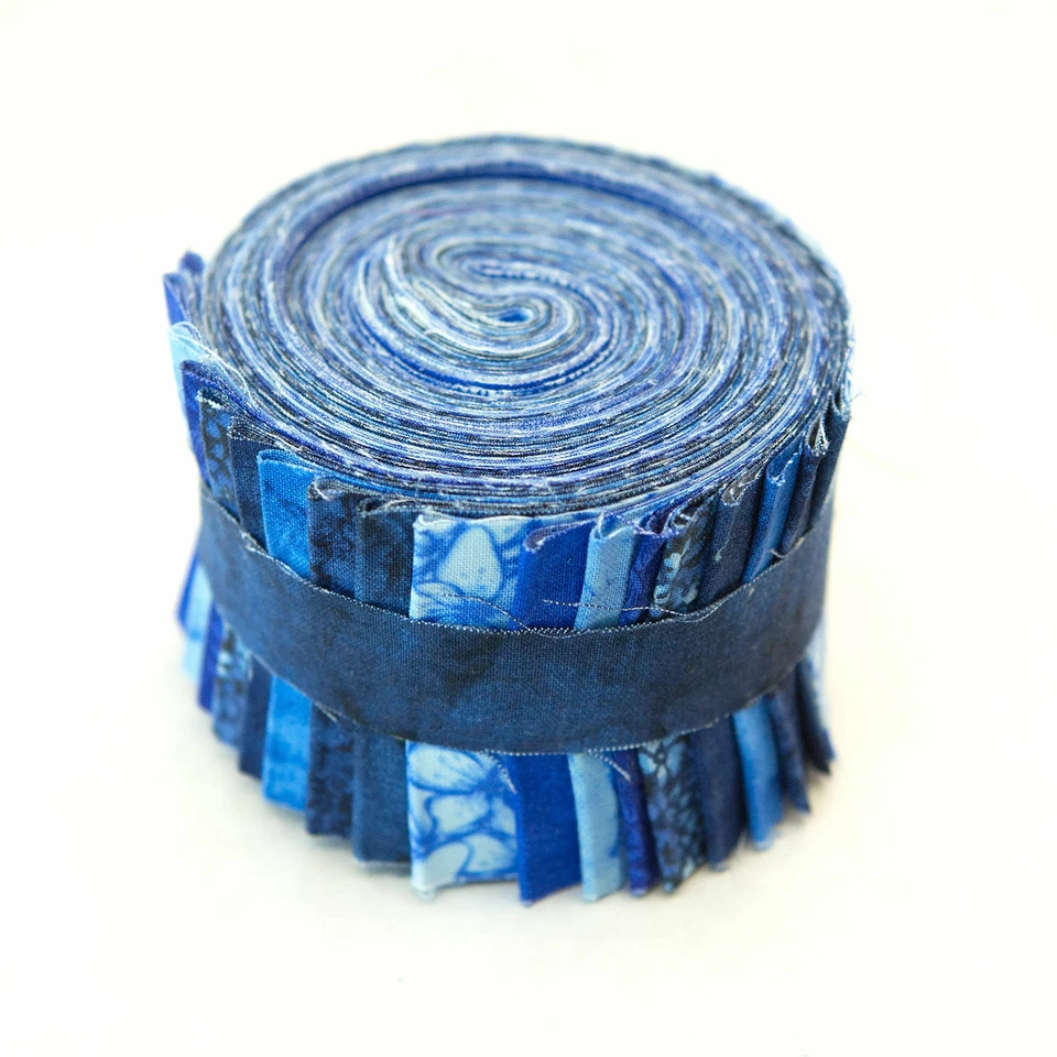 18-pc It's All Blue Jelly Roll 2.5" pre-cut 100% cotton fabric quilting strips - Image 1 of 3