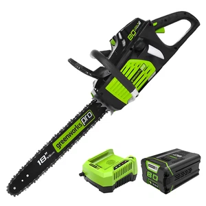 Greenworks Pro 80V 18 inch Chainsaw CSB401 with 2Ah Battery and Rapid Charger - Picture 1 of 11