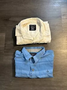 CALVIN KLEIN JEANS Boys Button Down Shirt L 14/16 Bundle Set Of 2 EUC - Picture 1 of 7