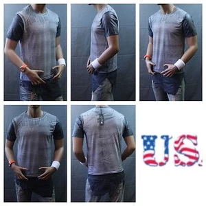 Mens Long T-Shirt Crew Extended Casual Tee Short Sleeve Elongated T Heather Gray - Picture 1 of 5