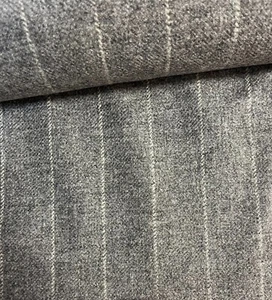 Luxury 100% Wool in Light Grey & White Striped Tweed Style Fabric Material - Picture 1 of 10