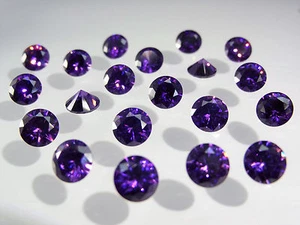 Piedras preciosas de circonia cúbica de corte brillante redondo amatista corte brillante - Imagen 1 de 6