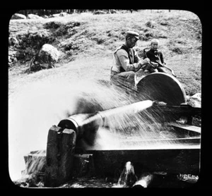 Grinding The Scythe Hardanger Fjord Norway Magic Lantern Slide Water Wheel - Bild 1 von 3