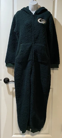 NWT Green Bay Packers NFL Hooded One Piece Fleece Pajamas - Youth L or Womens S Cover