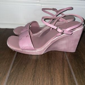 Women’s DIBA EAST  Pink Y2k 90s Square Toe Wedge Sandal Size 7