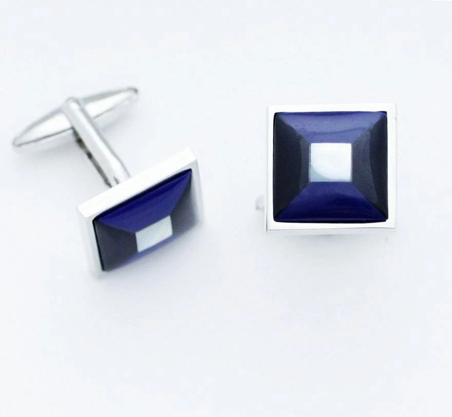 C0205 Gemelos Gemelos Negro Ónix Madreperla Mini Cuadrado Frontal Convexo Foto 1 de 1