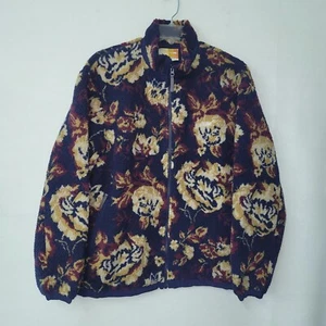 Kith Jacket Men XL Blue Pinehurst Floral Sherpa Full Zip Nocturnal New Cut Label - Picture 1 of 14