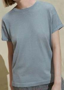 New Brunello Cucinelli $1095 XL IT /fit 8-12US Blue Thin Cashmere/Silk/Lame Top - Picture 1 of 15
