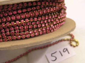 Ft Vtg 2.5mm Rhinestone Swarovski Crystal Brass 4 Prong Set Chain Jewelry Craft - Picture 1 of 48