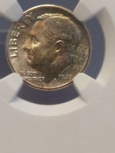 1949  10C Roosevelt Dime NGC MS 66 FT with stunning Toning  - Picture 1 of 6