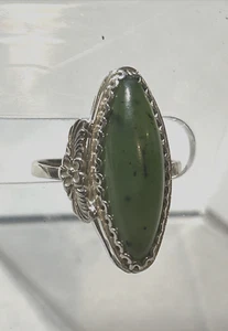 Antique Soviet Sterling Silver 875 Ring Chrysoprase Size 7 - Picture 1 of 7