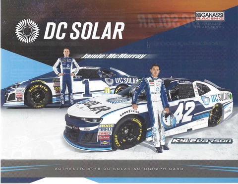 2018 KYLE LARSON & JAMIE MCMURRAY "DC SOLAR #1/42 NASCAR MONSTER ENERGY POSTCARD Cover