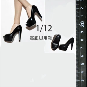 1/12 Fashion Black Fish Mouth High Heels Shoes For 6in Female PH TBL Figure Toy - Picture 1 of 6