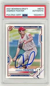 Andrew Painter Firmado 2021 Bowman Draft #BD10 PSA DNA 1er RC Novato Phillies B - Imagen 1 de 2
