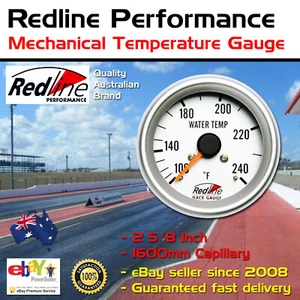 New Redline 2 5/8" 66mm Water Temperature Gauge Mechanical 1600mm Capillary - Bild 1 von 1