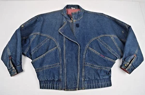 Vintage Jordache Jean Jacket Size M 80s Blue Lined Batwing Sleeve Made USA - Picture 1 of 14