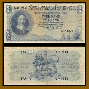 South Africa 2 Rand, 1962-1965 P-105b Jan van Riebeek Lion VF - Picture 1 of 1