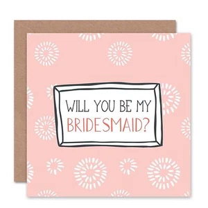 Hochzeit Brautjungfer Einladung Rosa Blumen Blanko Grußkarte mit Umschlag - Bild 1 von 4