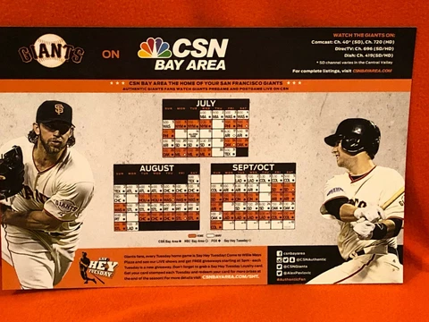 Cheer Card San Francisco SF Giants Authentic Fan Schedule Jul-Sep New SGA 2015 Cover
