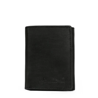 Montana West Genuine Leather Men's Tri Fold with ID Flap Wallet ~  Black - Image 1 of 4