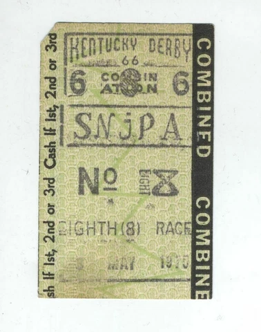1975 Kentucky Derby COMBINE Ticket - 8th Race @ Churchill Downs Cover