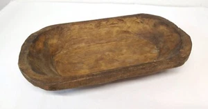 11" x 6" x 2" Primitave Wooden Carved Bowl Decorative Catch All Butler Key Tray - Picture 1 of 5