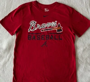 NIKE Atlanta Braves Hombres Camiseta Grande Corte Atlético Rojo Béisbol MLB USADA EN EXCELENTE CONDICIÓN - Imagen 1 de 7