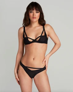 AGENT PROVOATEUR BLACK JOAN BALCONETTE UNDERWIRE LINGERIE BRA (36C) - Picture 1 of 8