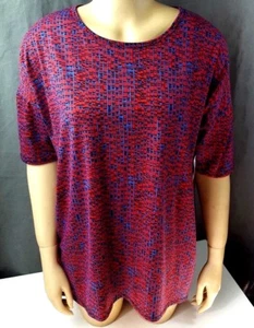 Womens sz M Lularoe Nwts Irma red blue Shirt hi lo hem blue 718l33cb2 - Picture 1 of 6