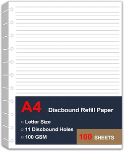 A4 TUL Discbound Lined Refill Paper, 11 Disc Hole Punched Ruled Filler Paper, Le - Picture 1 of 12