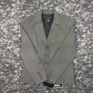 Rafaella Blazer Jacket Petite Black/Gray 10 Stretch Novelty Ticking Business - Picture 1 of 8