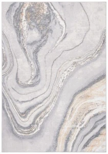 Contemporary Modern Abstract Gray Gold Polyester Area Rug **FREE SHIPPING** - Picture 1 of 24