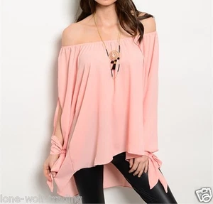 Sexy Top Boho Melocotón Fuera del Hombro Mangas Hendidas-RT6-CN266972 - Imagen 1 de 2