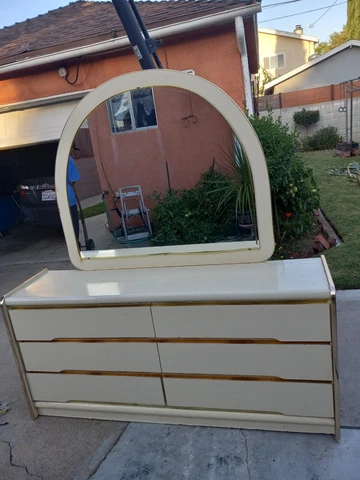 Vintage 80s/90s White Dresser with Mirror Cover