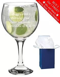 Personalised Engraved Gin Balloon Glass Gin and Tonic Birthday Mum Present Gift - Picture 1 of 3