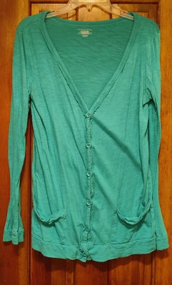 Cárdigan Suéter Victoria's Secret Azul Turquesa Verde Botón Cuello en V Mediano Med Foto 1 de 4