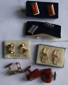 6 Paar Manschettenknöpfe, Vintage, z.T. Bernstein, Golddoublé, 835 Silber usw. - Bild 1 von 6