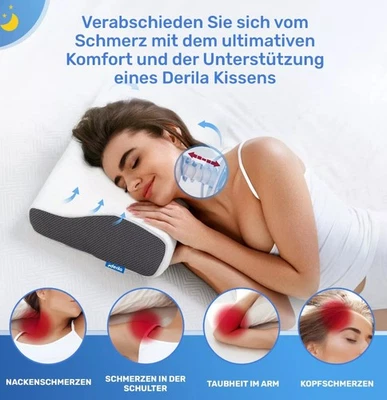 Memory Foam Ergonomisches Kopfkissen für Seiten, Rücken & Bauchschläfer - Bild 1 von 4
