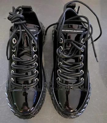 Giuseppe Zanotti итальянский Blabber кроссовки женщин размер 37 США 6,5 черный патент новый - Изображение 1 из 4