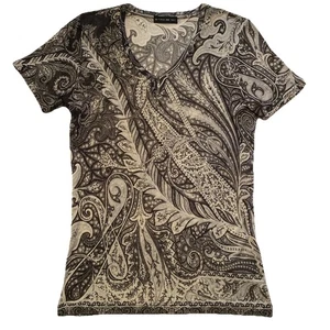 Etro Damen Kurzarm Oberteil Blumen Paisley Print V-Ausschnitt Gr. 38 Small Made Italy - Bild 1 von 19