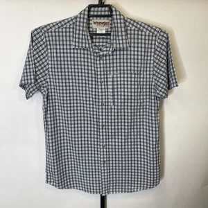 Wrangler Rugged Wear Grey White Plaid Shirt Size Large Men’s - Picture 1 of 4